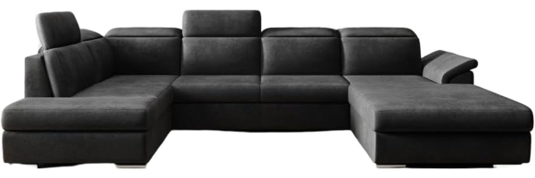 Designer Sofa Emiliano mit Schlaf- und Klappfunktion Samt Anthrazit Rechts