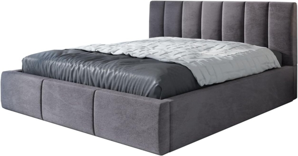 Polsterbett IGI 180x200 mit Matratze, Bettkasten und Lattenrost. Farbe: Grau 16