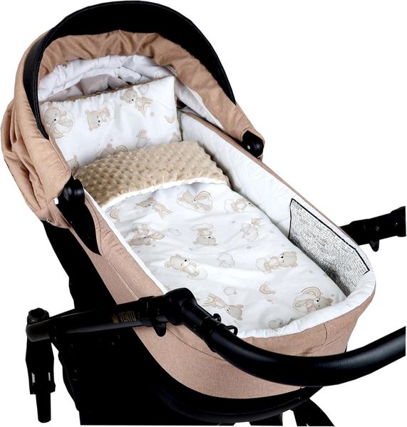 Kinderdecke BABYLUX Babydecke MINKY 2Set Kuscheldecke Decke 75 x 60cm Kinderwagen, BabyLux, MP138 - Beige + Bären