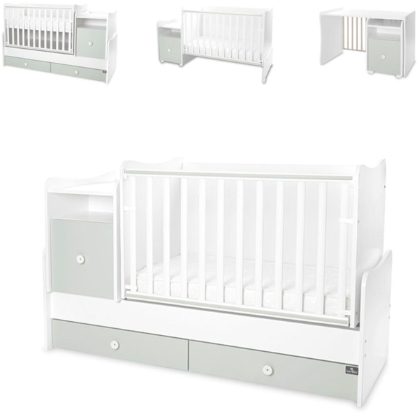 Lorelli Babybett Trend Plus 70x160cm Schreibtisch Kinderbett Schubladen Kommode grün