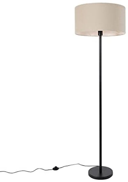 Qazqa Stehlampe Simplo stof, ohne Leuchtmittel, Warmweiß, QAZQA Stehlampe, e27, Schwarz, Stahl, Design