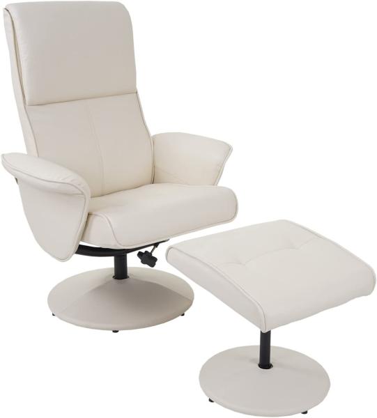 Relaxsessel Helsinki, Fernsehsessel Relaxliege TV-Sessel mit Hocker ~ Kunstleder, creme