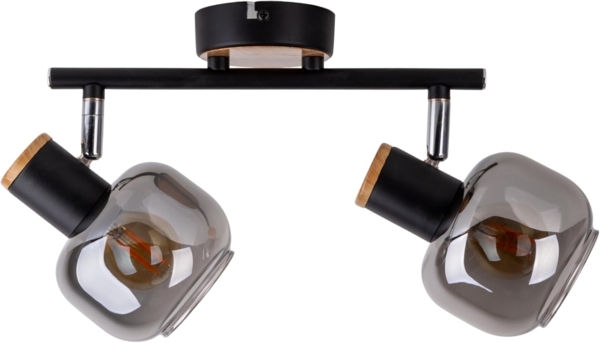 näve Deckenleuchte Fumoso, ohne Leuchtmittel, Warmweiß, Smoking Glass (dunkel getönt), Metall/Schwarz, schwenkbar, 2-flammig