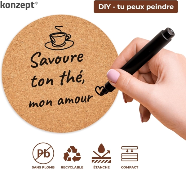 KONZEPT Getränkeuntersetzer Untersetzer Gläser Korkuntersetzer Rund, Glas Untersetzer-Set, 10cm, Zubehör für Glas, Becher, Packung, 12-tlg, Korkuntersetzer, Rund Bild 7