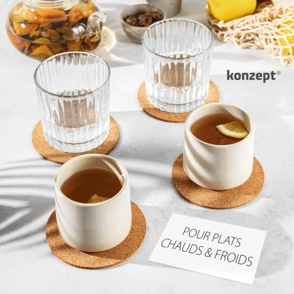 KONZEPT Getränkeuntersetzer Untersetzer Gläser Korkuntersetzer Rund, Glas Untersetzer-Set, 10cm, Zubehör für Glas, Becher, Packung, 12-tlg, Korkuntersetzer, Rund Bild 3