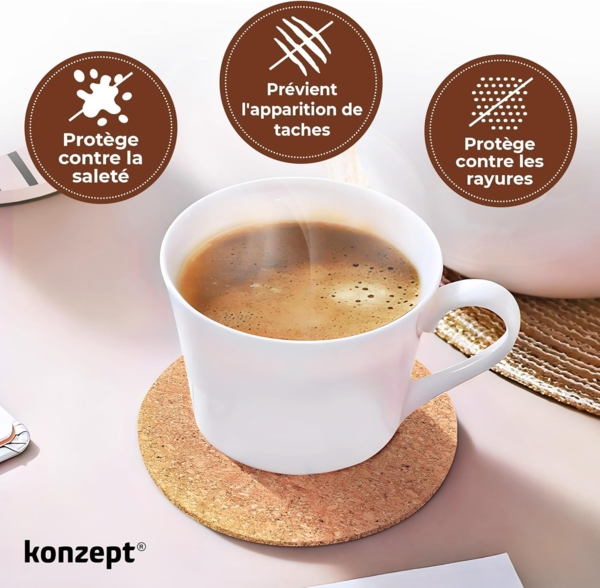 KONZEPT Getränkeuntersetzer Untersetzer Gläser Korkuntersetzer Rund, Glas Untersetzer-Set, 10cm, Zubehör für Glas, Becher, Packung, 12-tlg, Korkuntersetzer, Rund Bild 5