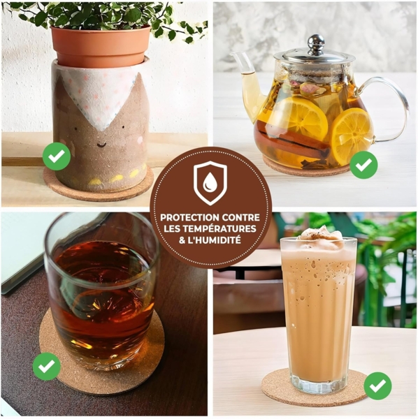 KONZEPT Getränkeuntersetzer Untersetzer Gläser Korkuntersetzer Rund, Glas Untersetzer-Set, 10cm, Zubehör für Glas, Becher, Packung, 12-tlg, Korkuntersetzer, Rund Bild 4