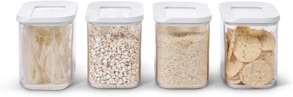 Mepal | Vorratsbehälter Modula 4er Set | Aufbewahrungsboxen mit Deckel | Küchenorganizer & Vorratsboxen | Stapelbar & Luftdicht | 4x1000 ml | Weiß