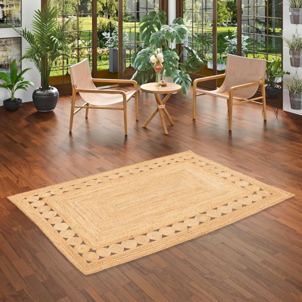 Pergamon Sisalteppich Naturfaser Teppich Jute Salsa Ethno Bordüre, Rechteckig, Höhe: 10 mm