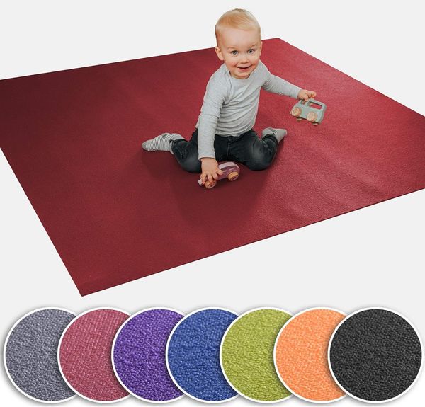 Wunschkind® Krabbelmatte | Krabbelunterlage | Made in Germany | Anti-Rutsch | Öko-Tex 100 | 160x220 cm Rot