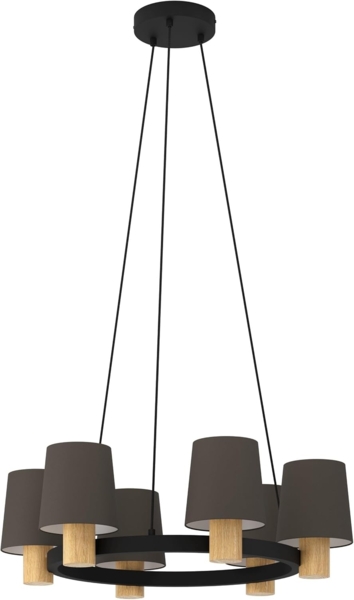 Eglo 43781 Hängeleuchte EDALE Textil cappuccino E27 6X40W H:110cm Ø70cm dimmbar