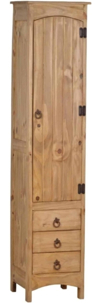 MiaMöbel Mexico Hochschrank - 1-türig Massivholz Pinie Landhaus Mexiko Möbel Mexikanisch
