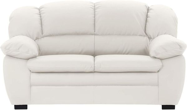 Mivano 2-Sitzer Sofa Casino, Bequeme Ledercouch mit moderner Kontrastnaht, 159 x 88 x 92, Kunstleder Weiß