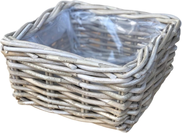 Van der Leeden Pflanzkübel Robuster Korb für Heim & Garten Rattan Grau 30x30x15 cm (1 St)