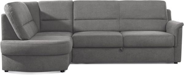 Cavadore Ecksofa Paris mit Federkern / Kleines L-Sofa mit Vorziehsitz, Bettkasten und Ottomane / 243 x 87 x 155 / Grau