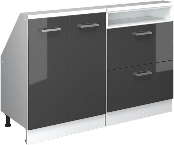 Dachschrägenschrank-Set Rion Anthrazit Hochglanz/Weiß 2er Set Vicco