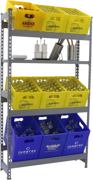 Simonrack Getränkekistenregal, 6 Kästen, Flaschenregal, Getränkekistenhalter, Kistenregal, Grau - Simonbottle