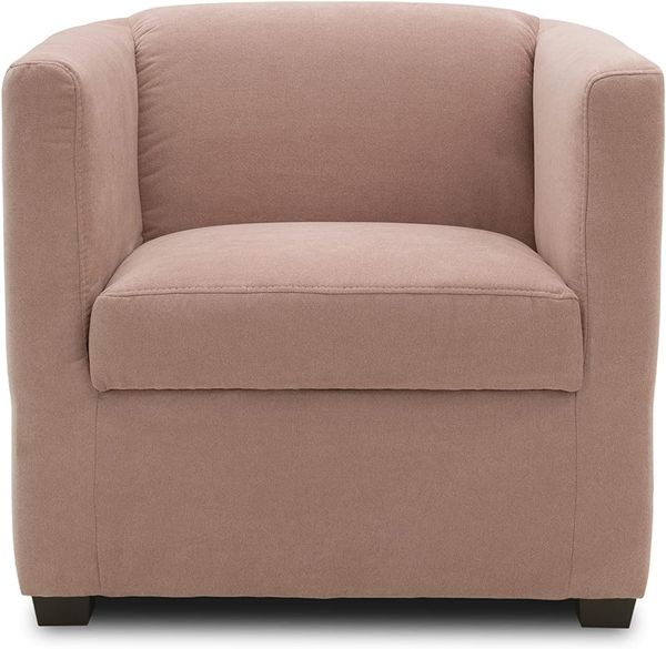 DOMO. collection Bob Sessel, retro Sessel mit Armlehnen und Federkern, 73 x 75 x 69 cm, kleiner Polstersessel Cocktail Loungesessel in Mikrofaser rosa