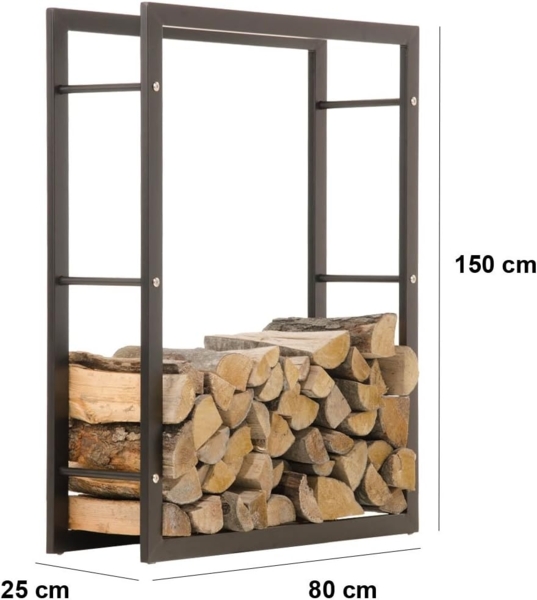 Kaminholzständer Keri 25 x 80 x 150 (Farbe: schwarz-matt) Bild 3