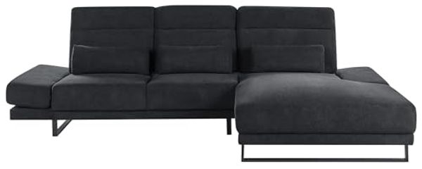 Beliani 'IKAST' Ecksofa, Stoff schwarz, rechtsseitig