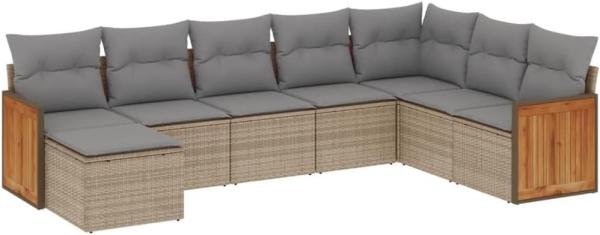 vidaXL 8-tlg. Garten-Sofagarnitur mit Kissen Beige Poly Rattan 3260330