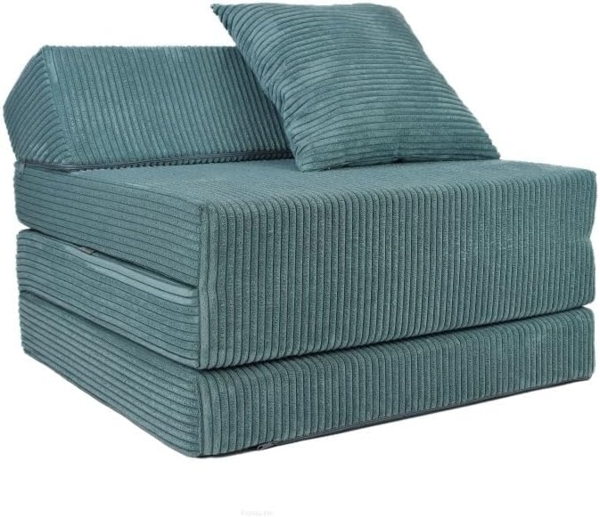 Klappmatratze Klappmatratze mit Kopfteil aus Cord, FORTISLINE, Klappbar, als Sitzmöglichkeit nutzbar, Bezug abnehmbar und waschbar