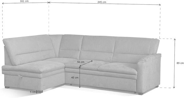 CAVADORE Ecksofa Pisoo / Kleine Eckcouch mit Federkern / Ottomane links / 245 x 89 x 161 / Mikrofaser hellgrau Bild 2