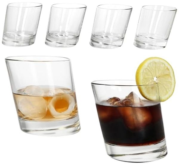 MamboCat Whiskyglas 6x Pisa Whisky-Gläser 250ml Tumbler D.O.F. Glas Scotch dicker Boden, Glas