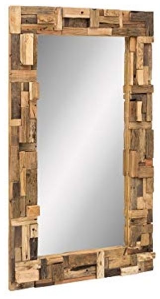 Wandspiegel 105x180 cm Kavali massivum rechteckig braun Holzspiegel recyceltes Altholz großer Spiegel Ganzkörperspiegel XXL Flurspiegel Garderobe
