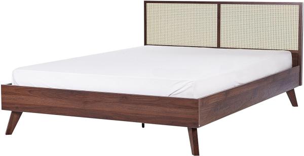 Bett dunkler Holzfarbton Lattenrost 180x200 cm MONPAZIER