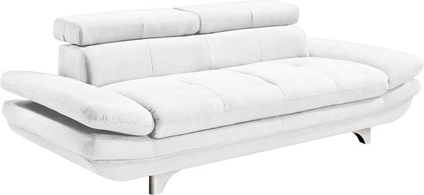 Mivano 3er-Ledersofa Enterprise / Dreisitzer Kunstleder-Couch mit Armteilfunktion und Kopfteilverstellung / 233 x 72 x 104 / Lederimitat, weiß