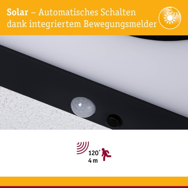 Paulmann No. 94263 Solar Panel Taija 300x300 mm 3000K mit Bewegungsmelder Anthrazit Bild 4