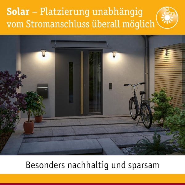 Paulmann No. 94263 Solar Panel Taija 300x300 mm 3000K mit Bewegungsmelder Anthrazit Bild 3