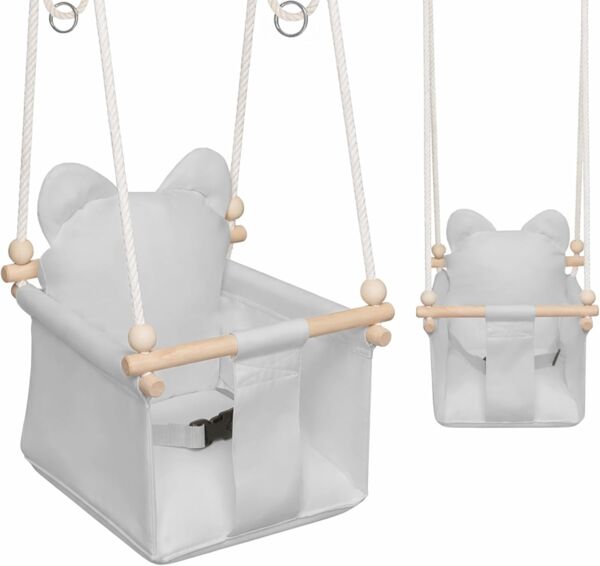 MAMOI® Babyschaukel Kinderschaukel | Babyschaukel Indoor Schaukel Indoor | Baby Schaukel Babyschaukel Holz | Schaukel Indoor Kinder | Schaukel Holz + SICHERHEITSGURT | CE | 100% ECO | Made in EU
