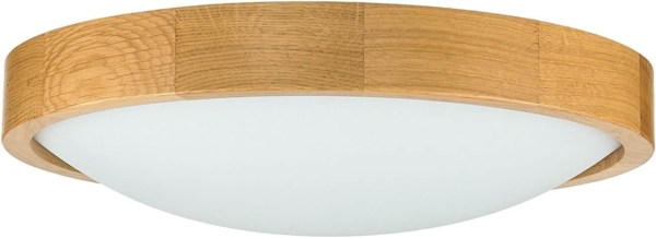 Licht-Erlebnisse Deckenleuchte FERNLY, ohne Leuchtmittel, Deckenlampe Holz Glas Ø 37 cm blendarm Wohnzimmer