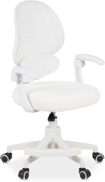 IDIMEX Drehstuhl ISLA, Schreibtischstuhl mit Fußstütze ergonomisch höhenverstellbar Weiß