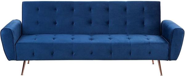 Schlafsofa 3-Sitzer Samtstoff marineblau SELNES