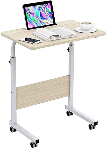 sogesfurniture Mobiler Beistelltisch, 60cmTablet-Slot und Räder, mobiler Laptop-Computertisch, verstellbar, beweglicher Laptop-Ständer für Bett, Sofa, BHUS-05#3-60MP