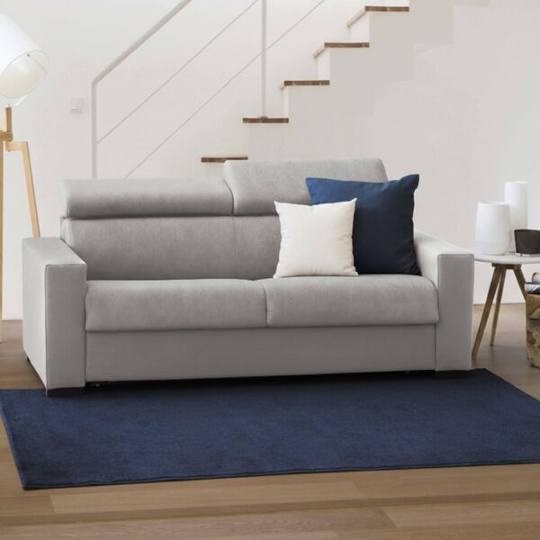 Talamo Italia 2-Sitzer Sonia Schlafsofa, Wohnzimmersofa,Made in Italy, Drehbare Öffnung mit Matratze und Netz inklusive, mit verstellbaren Kopfstützen und schmalen Armlehnen, cm: 160x95h85, Farbe Grau