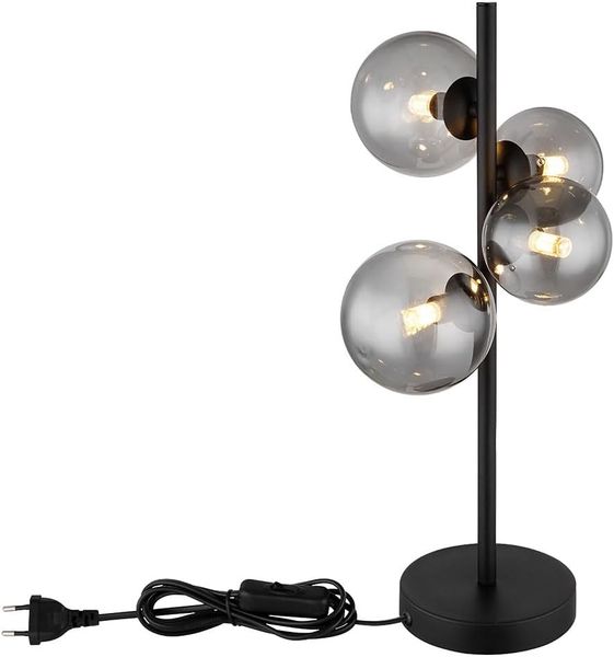 LED Tischleuchte, Metall, schwarz, Glas, rauch, Kugeln Bild 5