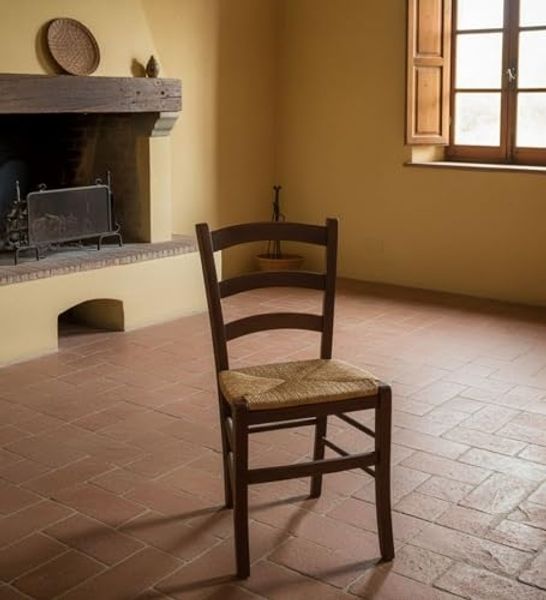 Dmora - Klassischer Holzstuhl, für Esszimmer, Küche oder Wohnzimmer, Made in Italy, cm 44x45h87, Sitzhöhe cm 43, Nussbaumfarbe