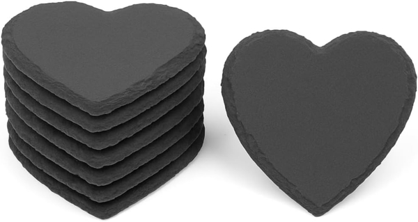 hausleben Glasuntersetzer Herz Schiefer Untersetzer 10x10 cm, 8-tlg.