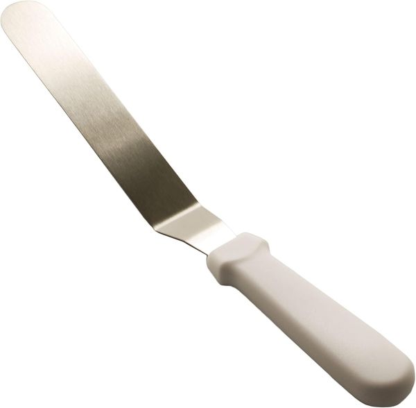 Tortenheber/ Tortenmesser/ Winkelpalette aus Edelstahl - 20,5 cm weißer Griff
