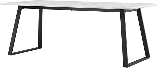 ebuy24 Esstisch Malaga Esstisch Marmor dekor 90x200cm weiß,schwarz (1-St)