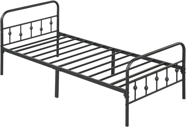 HOMCOM Bettgestell für Matratze 200 x 90 cm, klappbar, 82,5 cm hoch (Metallrahmenbett, 1-tlg, Bettrahmen), für Schlafzimmer Gästezimmer, Schwarz