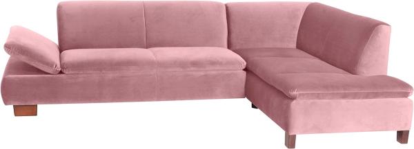Terrence Ecksofa Samtvelours Rose Buche Nussbaumfarben