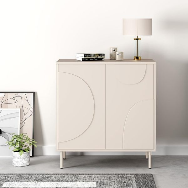 Sideboard Holea mit 2 Türen 75x70x34 cm Beige [en. casa]