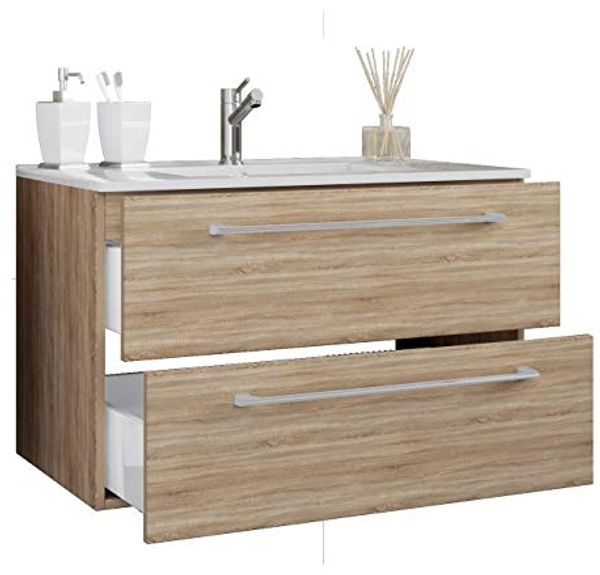 VCM Badmöbel Waschtisch Badinos 914846 Sonoma-Eiche (Sägerau) H. 52 x B. 60 x T. 46 cm