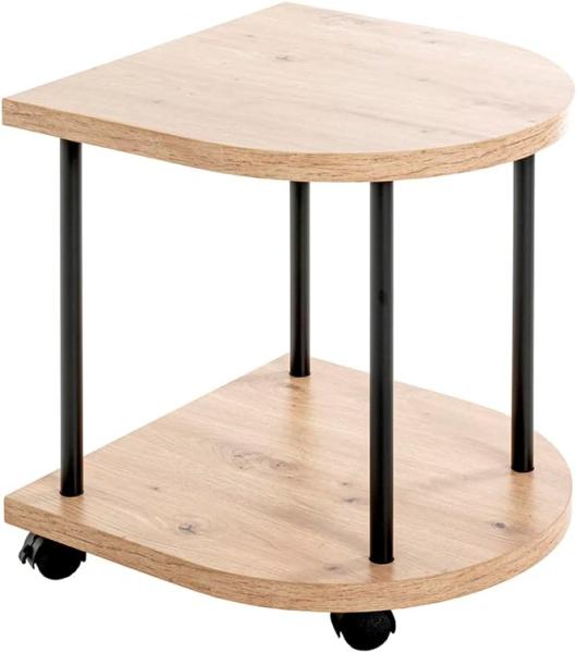 HAKU Möbel Beistelltisch 2er Set, MDF, Eiche/Schwarz, T 45 x B 45 x H 49 cm