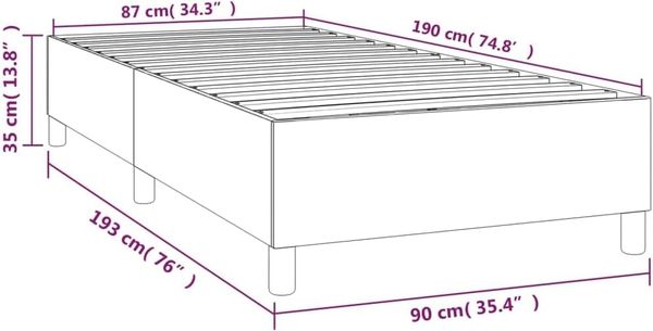 vidaXL Boxspringbettgestell Blau 90x190 cm Stoff 3120927 Bild 3